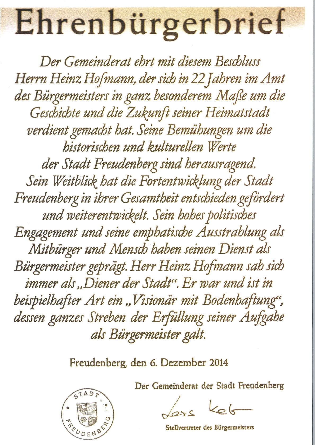  Urkunde - copyr. F. Hofmann 